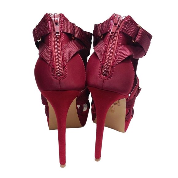 Red Strappy Stiletto Heels - Picture 3 of 3